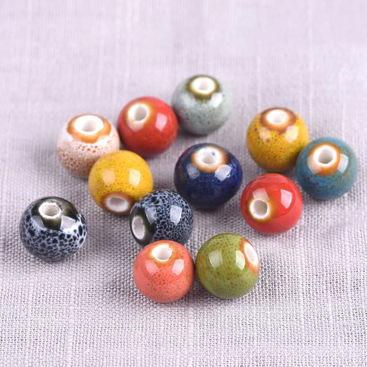 Lotto di perline distanziate allentate in porcellana ceramica smaltata rotonda da 10mm da 20mm per gioielli fai-da-te