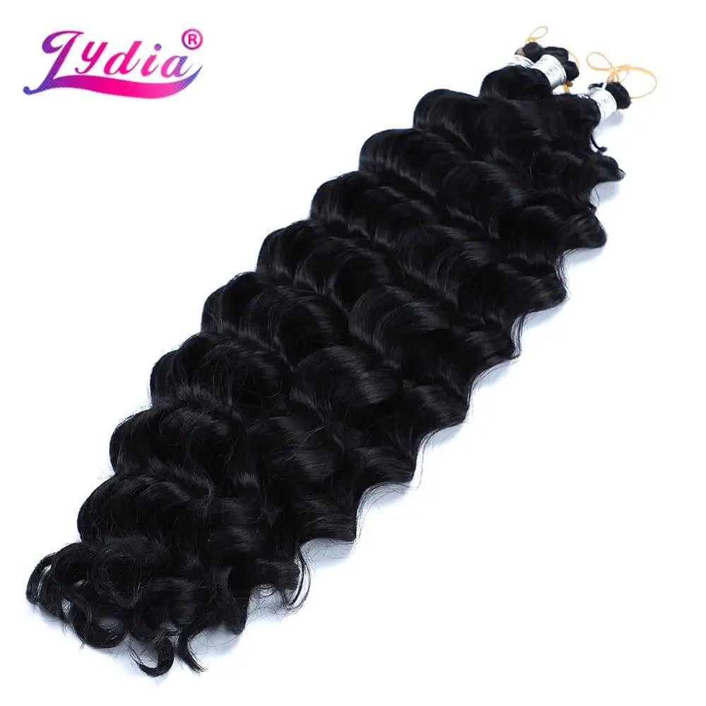 Lydia onda d'acqua sintetica 22-24 "1 pezzi/pacco nero 1B # estensioni dei capelli Bulk Crochet Latch Hook intrecciare i capelli neri e biondi