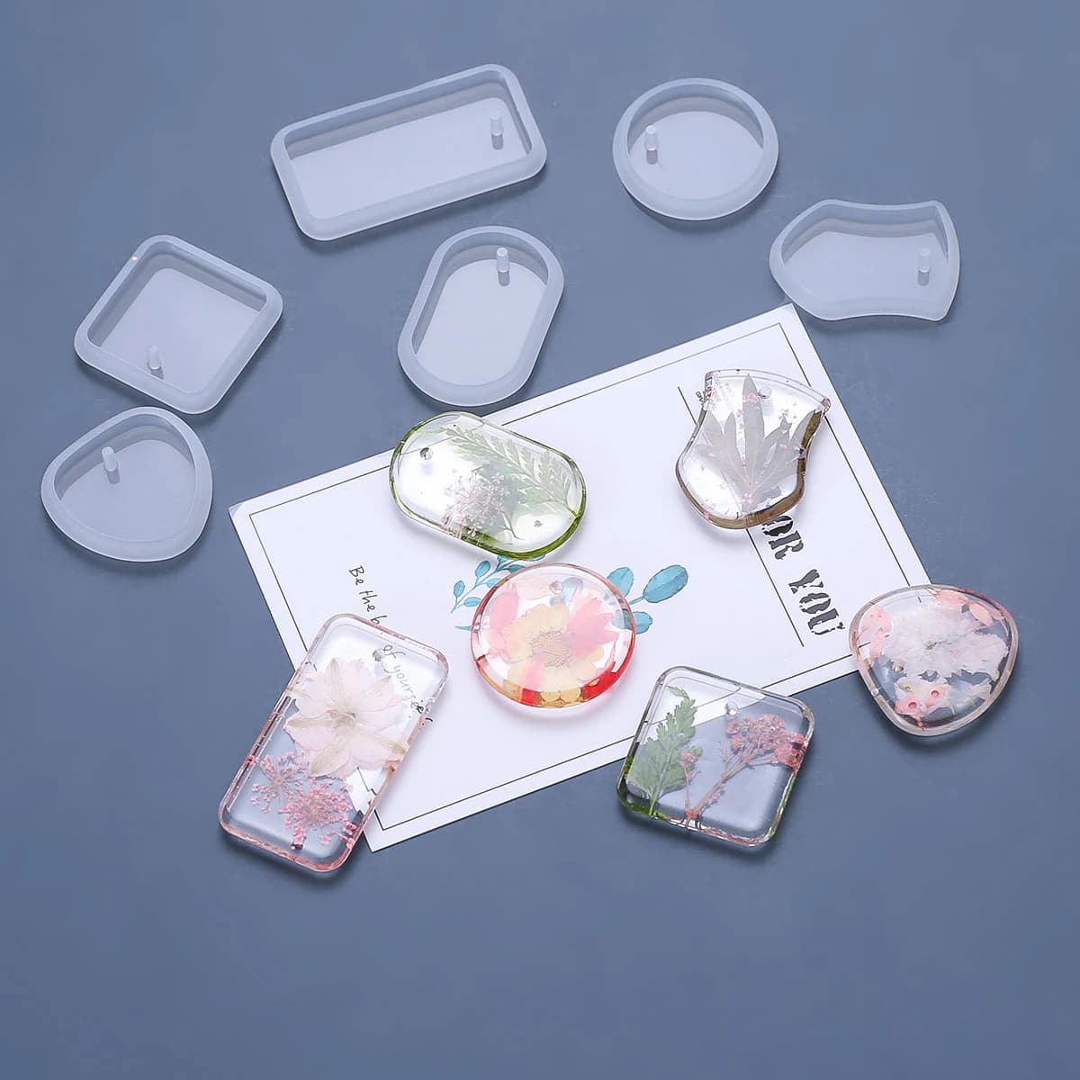 1/6/10 pz fai da te portachiavi ciondolo stampo in Silicone Set cristallo resina epossidica stampo rotondo rettangolo pendenti creazione di gioielli stampo di colata
