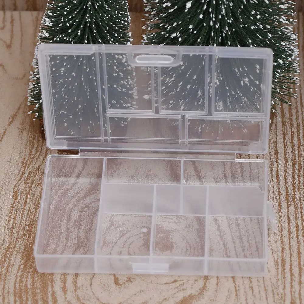 1 pz 6 griglie scomparti plastica trasparente organizzatore gioiello tallone custodia coperchio contenitore scatola di immagazzinaggio per gioielli pillola moneta varie
