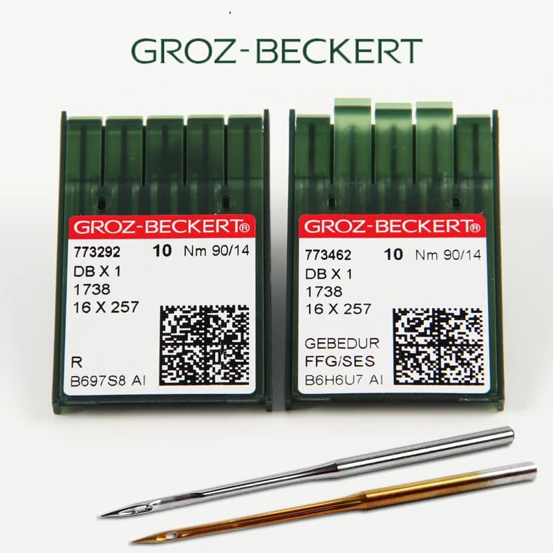 100 pezzi aghi per macchina da cucire DBX1 16 x257 Groz-Beckert Gebedur aghi in titanio per punto annodato computerizzato JUKI BROTHER SINGER
