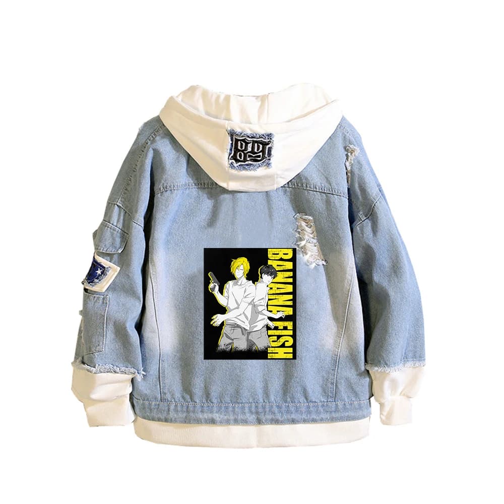 BANANA FISH Giacca Demin Anime Jeans Felpe con cappuccio Ash Lynx Felpa da donna a maniche lunghe Harajuku Ragazzi Streetwear Coppia vestiti