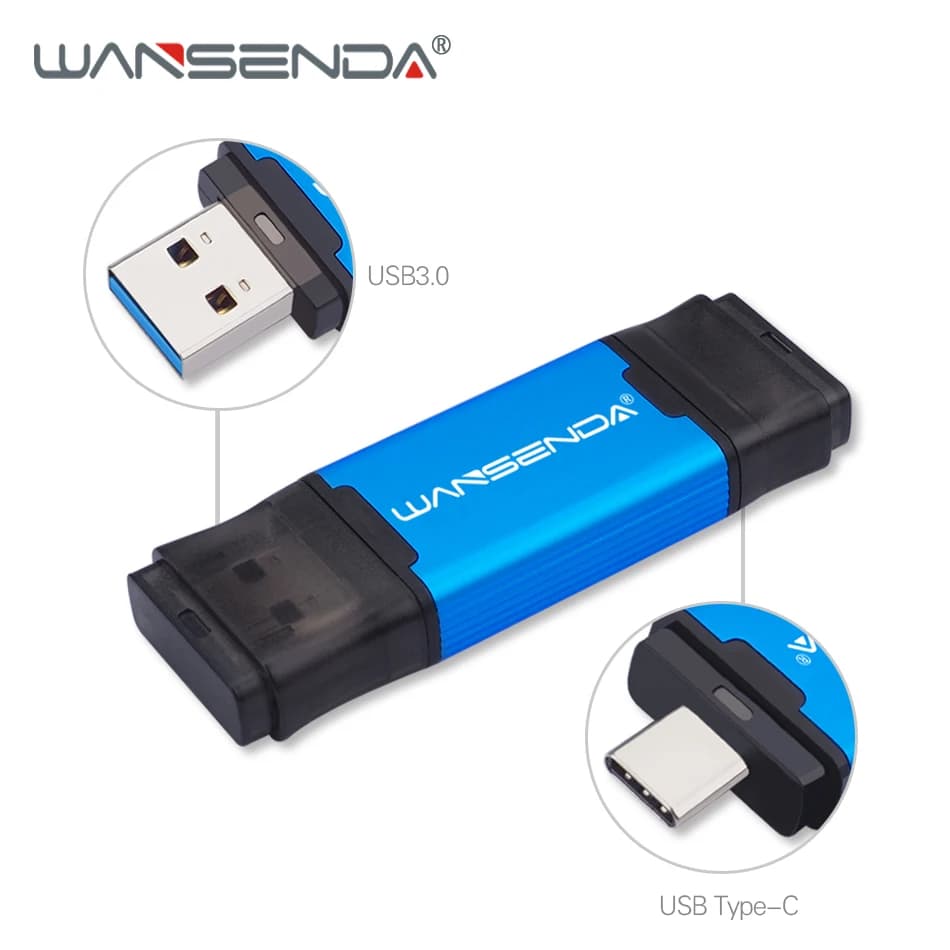 WANSENDA Chiavetta USB Type-C 512GB 256GB 128GB 64GB 32GB Pen Drive 2 in 1 per Tipo-c/PC OTG Pendrive Cle Chiavetta USB 3.0