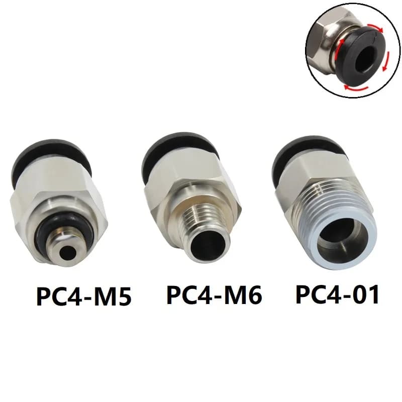 Bowden Thread M10 Stainless Steel Connectors PC4-M6 Pneumatic Connectors Powering Bowden 3D Printer Fast Parts