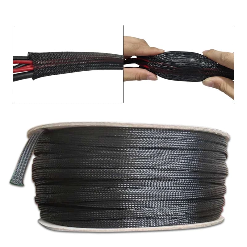 Dropship 1/5/10/50/M Nero Isolato Treccia Guaina 4/6/8/10/12/14/20/25mm Stretto PET Filo Pressacavo Protezione Manicotto del Cavo