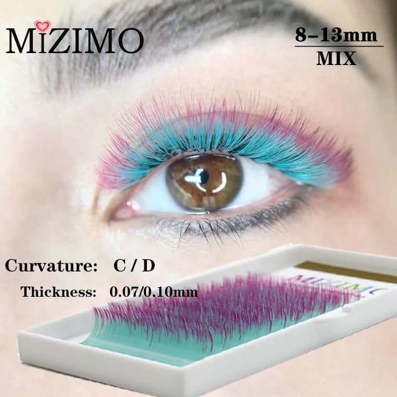 Il nuovo trucco capelli di visone artificiale 8-13mm lunghezza mista colore innesto ciglia strumento di estensione ciglia multicolore