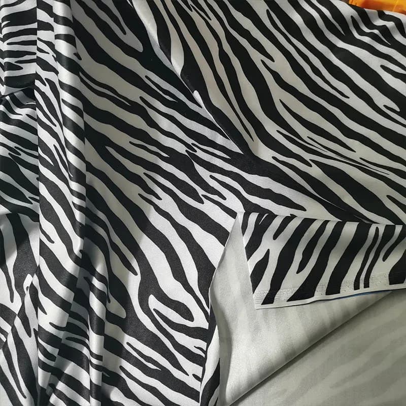 Good,White,4 Ways Stretch,Knitted Cotton/Spandex Fabric,Zebra Pattern Printing,Swimming Suits Fabric,Diy Sewing,Swimsuit,Dress