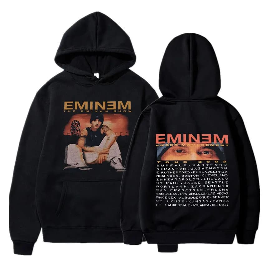 Eminem Anger Management Tour 2002 Felpa con cappuccio Vintage Harajuku Divertente Rick Felpe Manica lunga Uomo Donna Pullover Moda