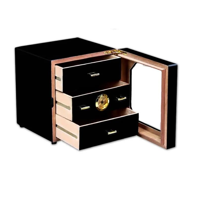 Umidificatore igrometro con scatola portaoggetti per armadietto per umidificatore per sigari in legno di cedro rosso o nero di lusso