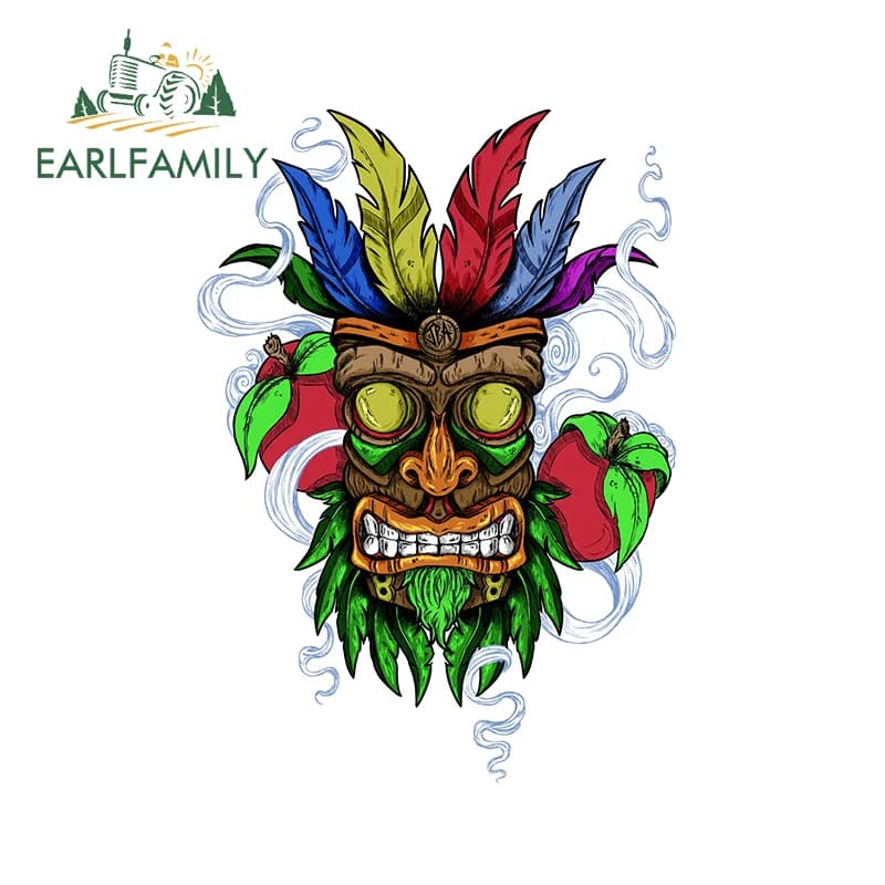 EARLFAMILY 13cm x 9.2cm for Hawaii Tiki Windshield Sticker for cars helmet motorcycle Snowboard Snowboard surfboard table decal DIY