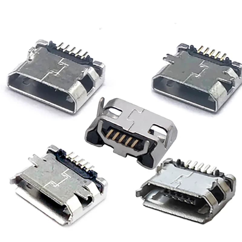 100pcs 5pin DIP tipo B SMT connettori Micro USB femmina porta piatta Jack coda terminali a spina per Samsung Huawei