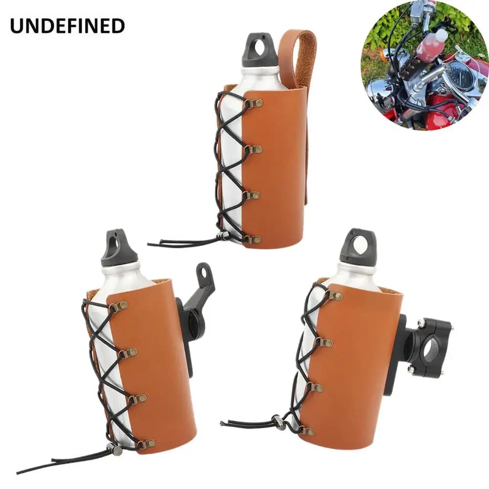 Portabicchieri per moto manubrio portabottiglie in pelle PU sport all'aria aperta adattatore per bicicletta universale