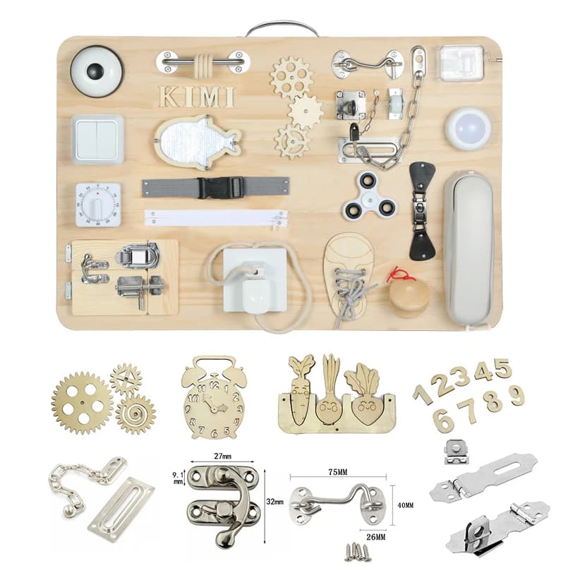 Accessori per lavagne per bambini occupate Giocattoli fai da te Montessori Giocattoli per bambini Scheda di attività sensoriale in legno Sussidi didattici per abilità motorie fini
