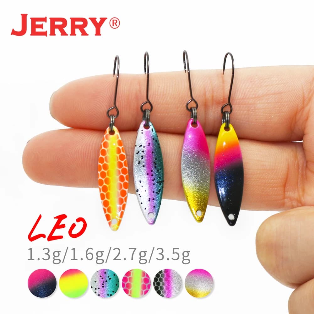 Jerry Leo Cucchiai da pesca alla trota in metallo ultraleggero Micro esche in ottone svolazzante 1.6- 3.5g Esca spinner color UV scintillante Pesca