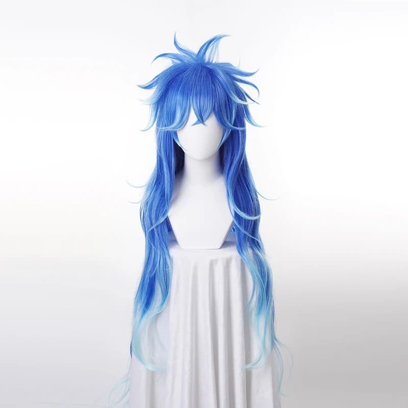 Parrucca Idia Shroud Cosplay Hercules Hades Capelli sintetici Halloween Uomo Donna Gioco di ruolo unisex Parrucca lunga blu mista + berretto per parrucca