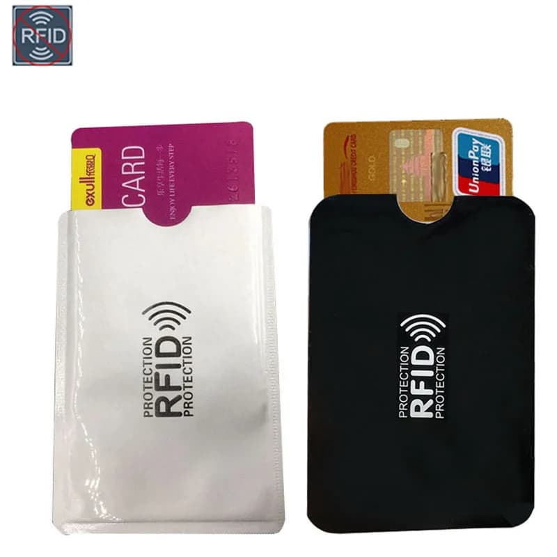 50/100pcs Anti Rfid Portafoglio Blocco Lettore Blocco Porta carte di credito ID Porta carte di credito Protezione Porta carte di credito in metallo NFC 6.3*9.1cm