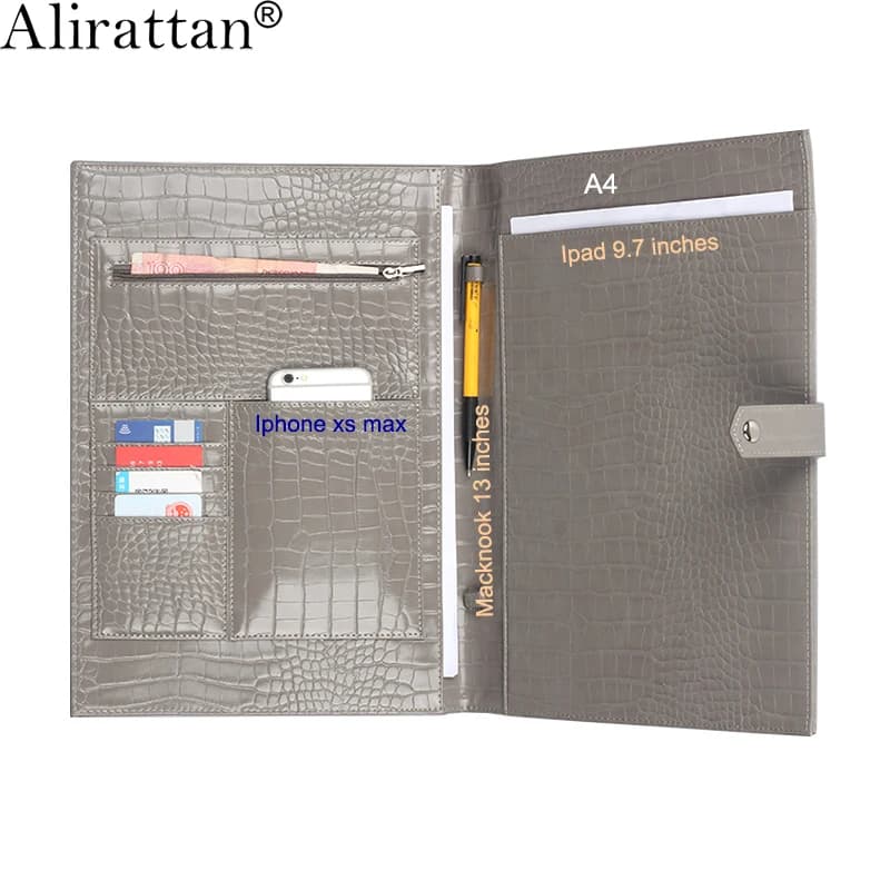 New Customized Folders 2026 Fashion Business Ipad Holder File Embrossed Leather Laptop Case Macbook Sleeve Pouch Bag