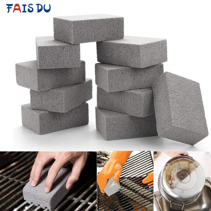 FAIS DU BBQ Grill Pulizia Blocco di mattoni Griglia Rastrelliere in pietra Macchie Detergente per grasso Strumenti per barbecue per gadget da cucina Spazzola per pulizia