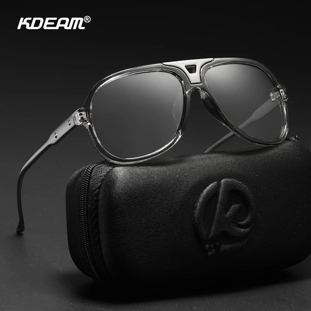 Men's Sunglasses KDEAM Pilot Polarized 60mm Width Night Fishing Glasses Women UV400 Photochromatic Sunglasses Color C9 CE KD570