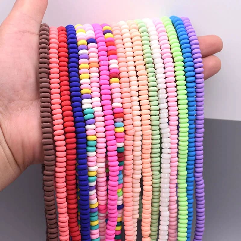 Perline distanziate allentate in argilla polimerica colore fatto a mano 7mm ellisse e 6mm secchio perline di argilla per gioielli che fanno braccialetto collana fai da te