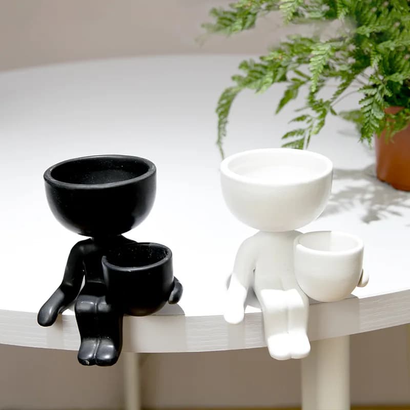 Humanoid ceramic flower pot creative office living room Mini humanoid pot decorations for home crafts gift