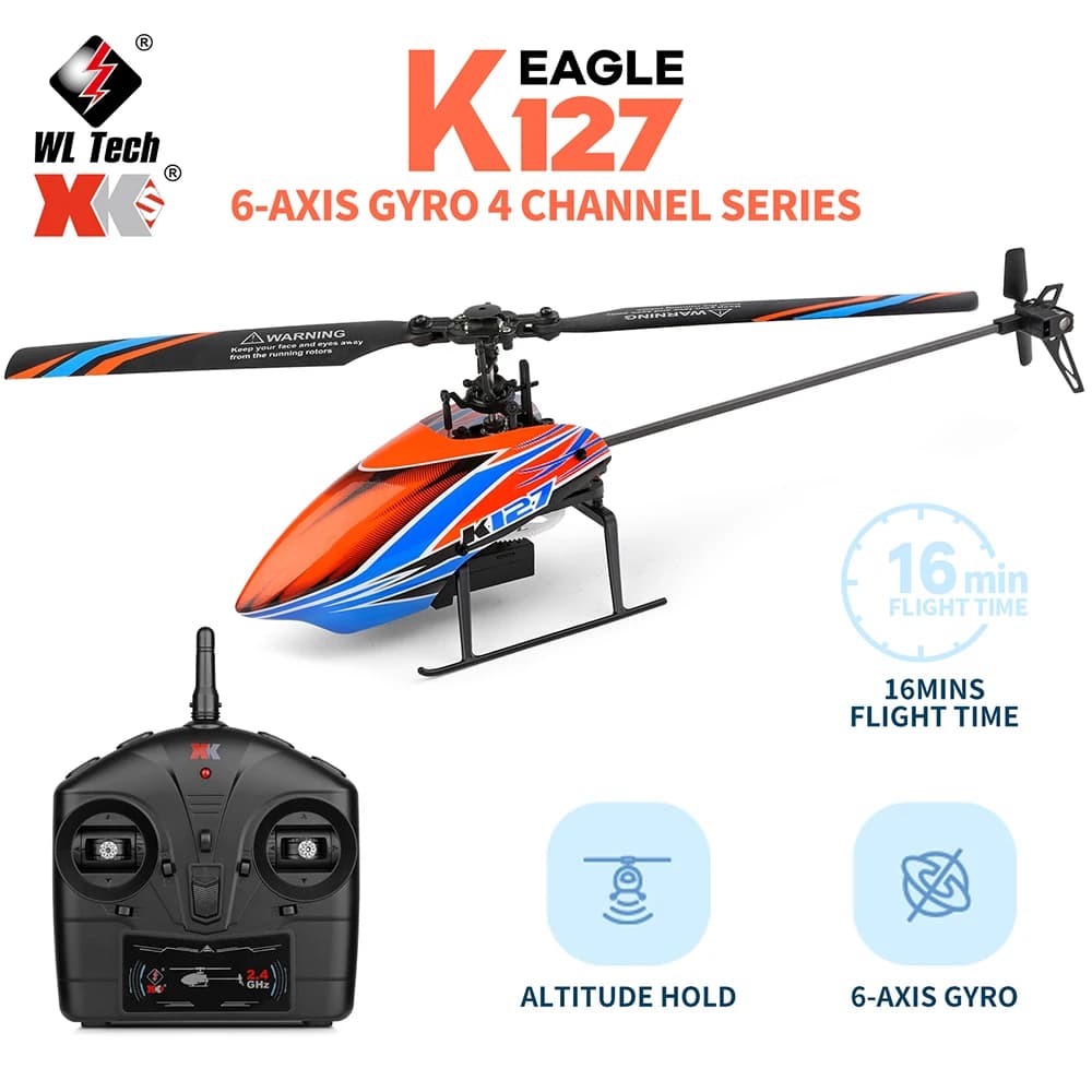 WLtoys XK K127 2.4G 4CH 6-Aixs giroscopio altezza tenuta hover elica a lama singola Mini RC elicottero aggiornamento V911S