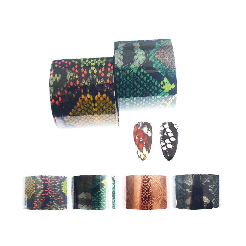 1 Printing Roll Transfer Nail Snake Snake 4cm * 100m Wild Animal Design Skin for FAI Nails by TE Mnaicure Decoration Polish Tips