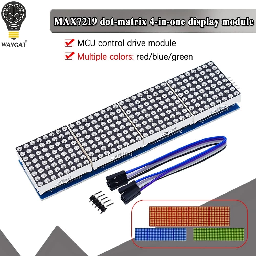 Modulo a matrice di punti MAX7219 per microcontrollore Arduino Display 4 in uno con linea 5P Rosso Verde Blu