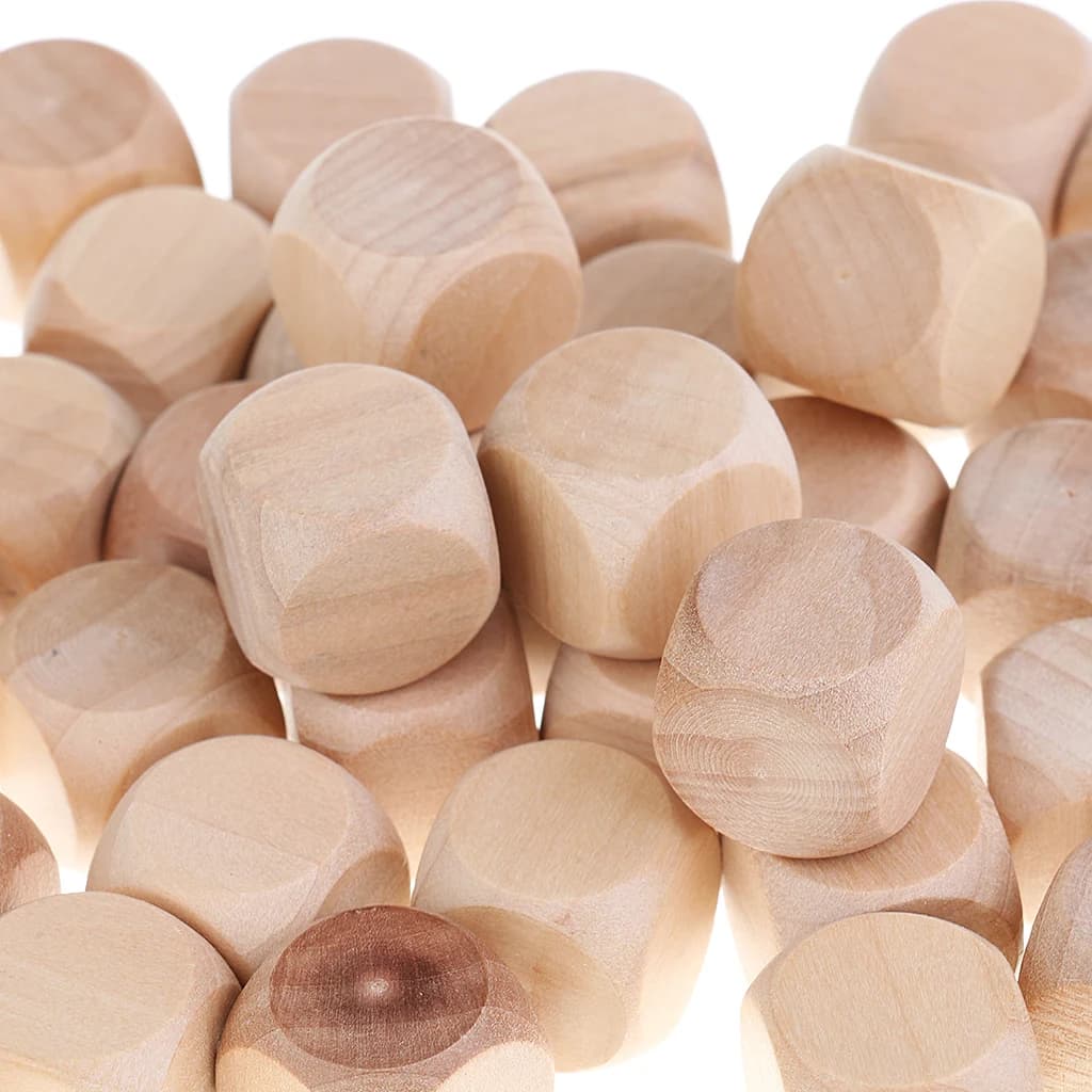 50 lotto di Legno Dadi D6 20 millimetri In Bianco Incompiuto Mestiere Blocchi Cubi di Progetto di Arte