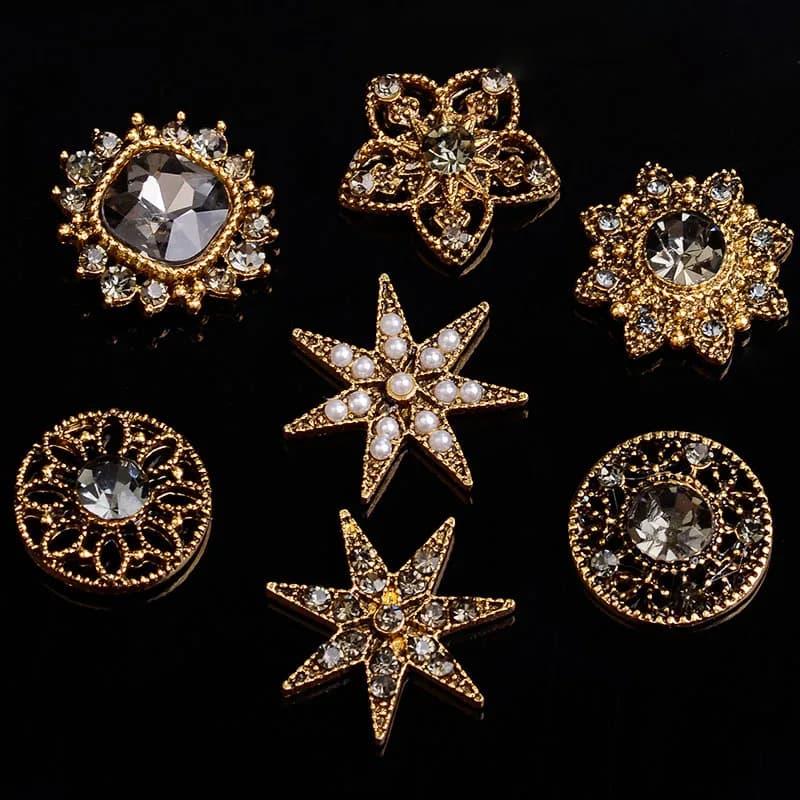 5 pcs/lot rhinestone pearl flower diamond flat button jewelry scarf for hair accessories sewn clothing decorative clothing buttons coat