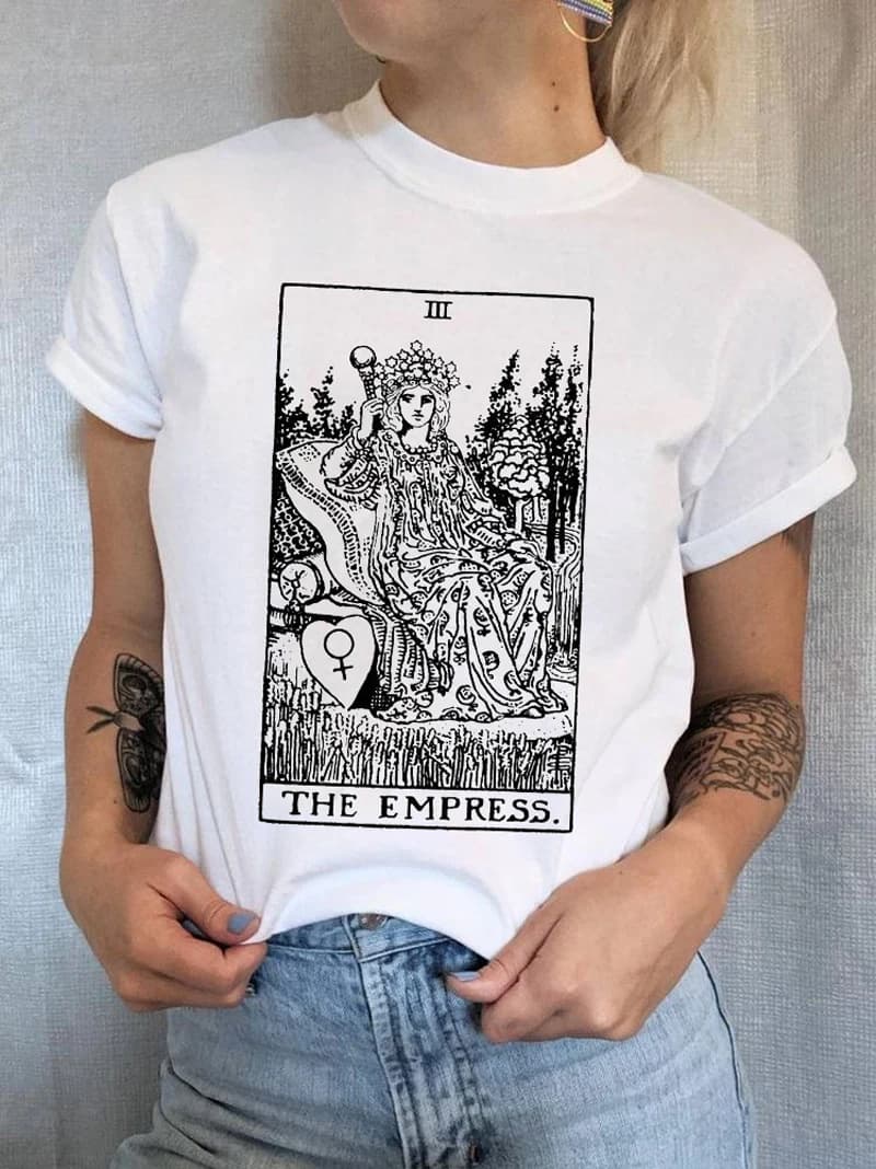 Sunfiz YF The Empress Tarot Card T shirt maggiore ardog Fortune dire occulto T Shirt Casual o-collo Casual per donna t-shirt in cotone