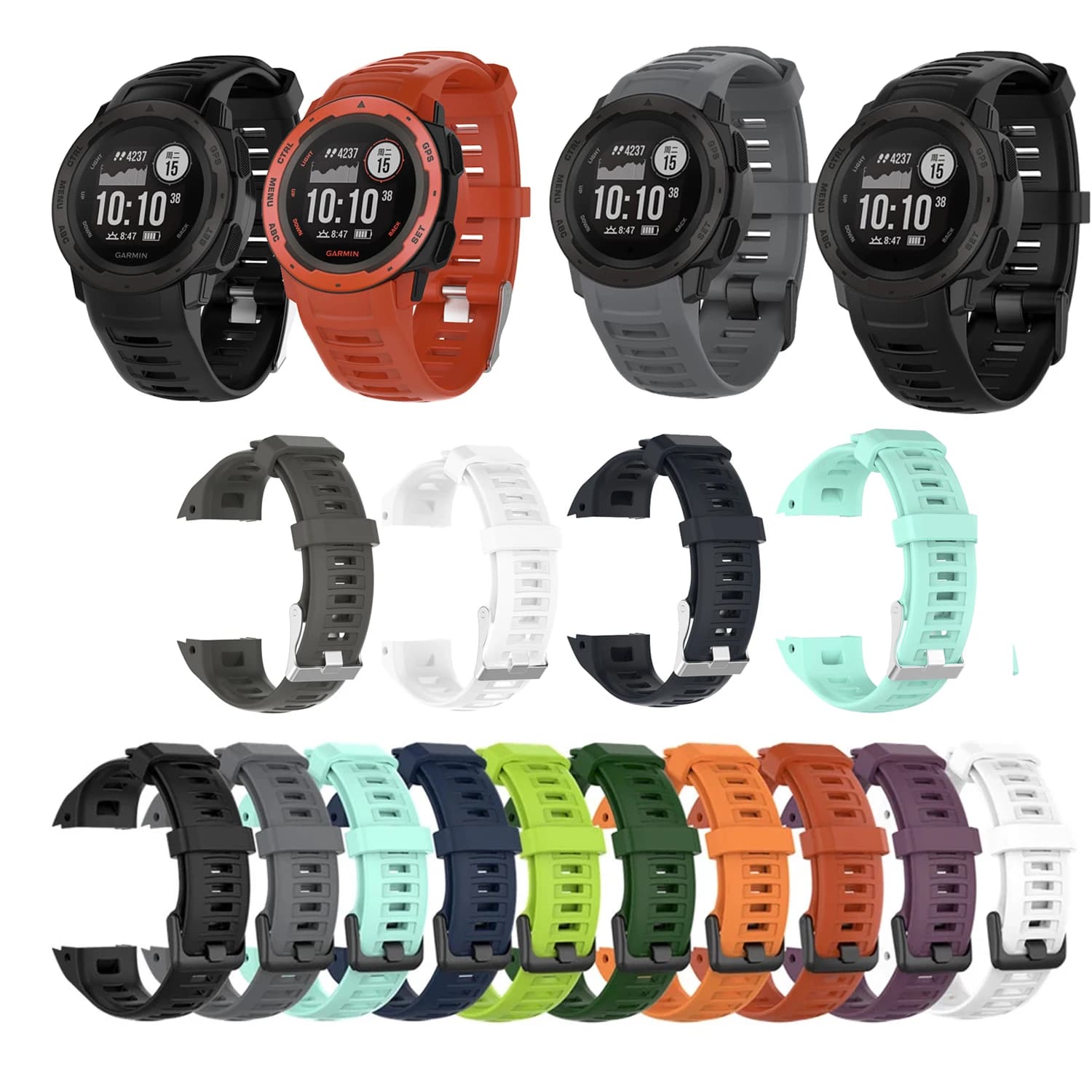 Cinturino per orologio in silicone per custodia Garmin Instinct Custodia protettiva per schermo con copertura morbida in TPU