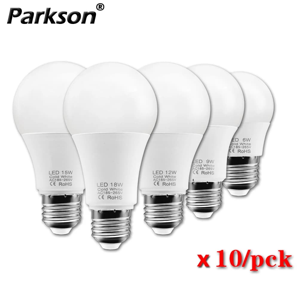 10 pcs E27 LED bulbs 220 V 240 V 18 W 15 W 12 W 9 W 6 W 3 W LED light bulb lamp Bombillas lamp Lamparas For House table lamp