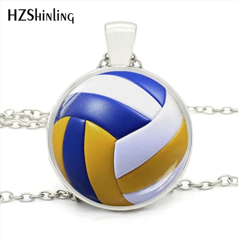 Collana con ciondolo pallavolo gioielli da pallavolo fatti a mano con catena calda rotonda a forma di palla sportiva per regalo dei fan del giocatore