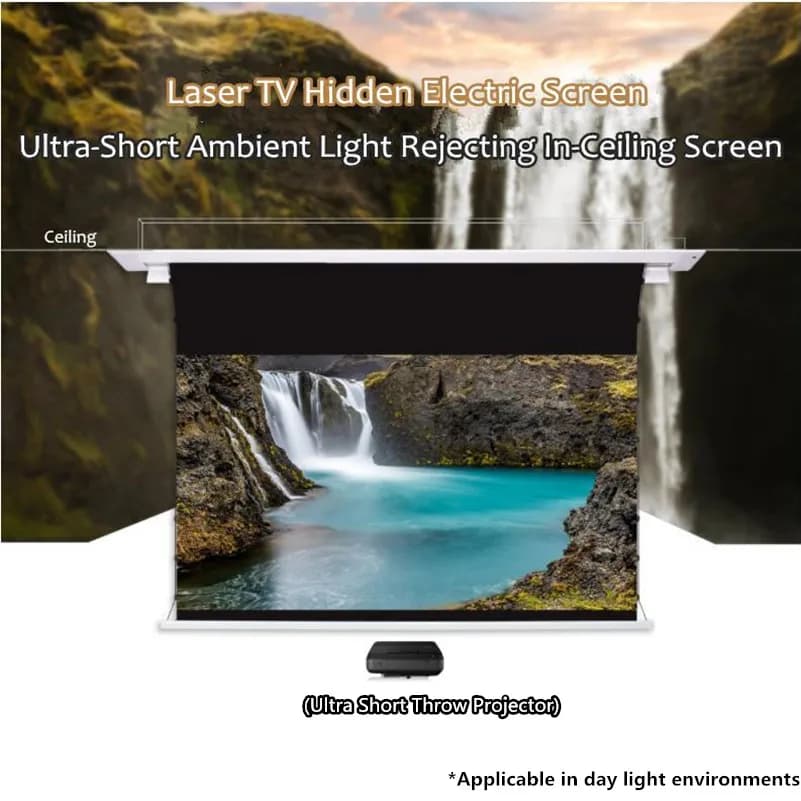 Schermo UST ALR tensionato autoportante per TV laser 8K Schermo di rifiuta della luce ambientale con prisma a T per proiettore UST