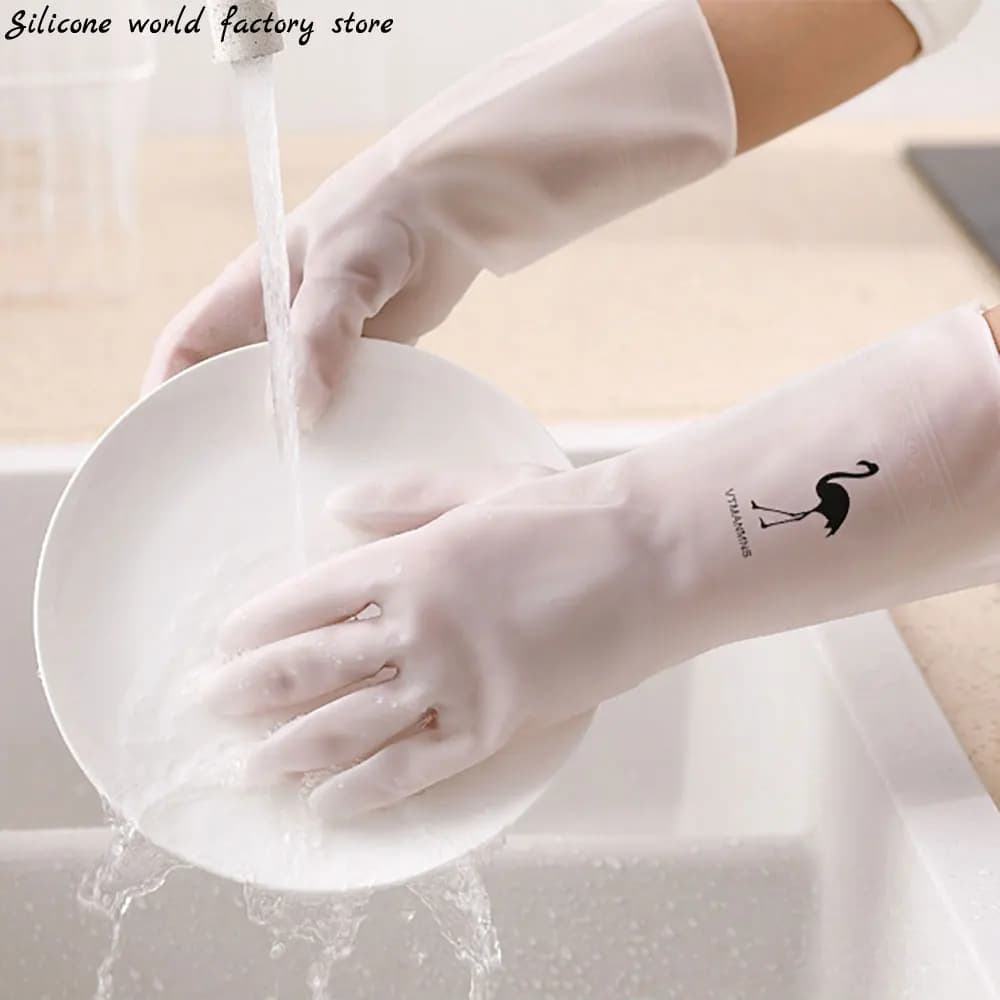 Silicone world 1 paio di guanti per lavare i piatti in lattice di gomma impermeabile cucina pulizia durevole lavori domestici lavori domestici strumenti per lavare i piatti
