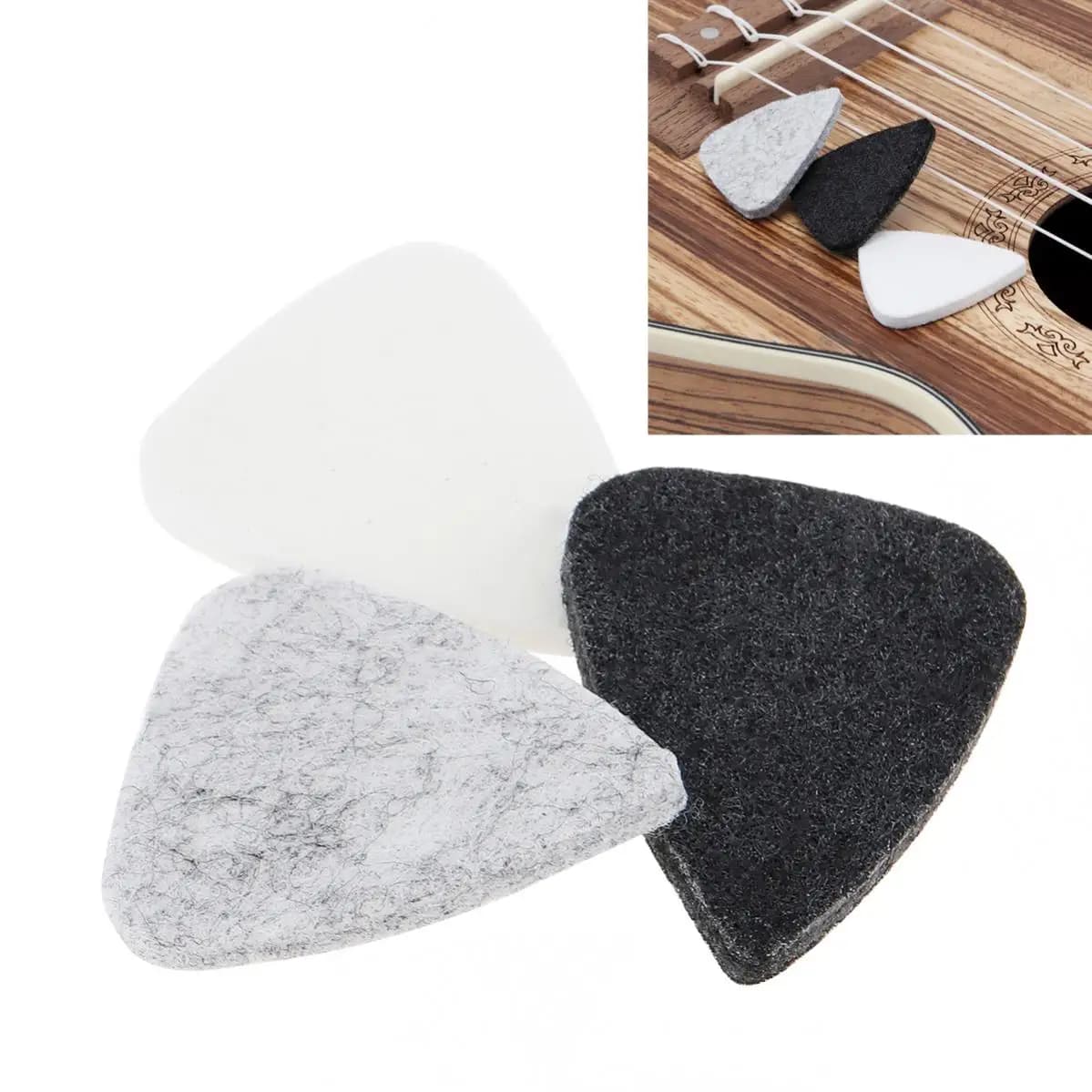 1 PC 30mm x 25mm Ukulele per chitarra elettrica in feltro morbido Pick plettro per Ukulele tenore Soprano da concerto 21 23 26