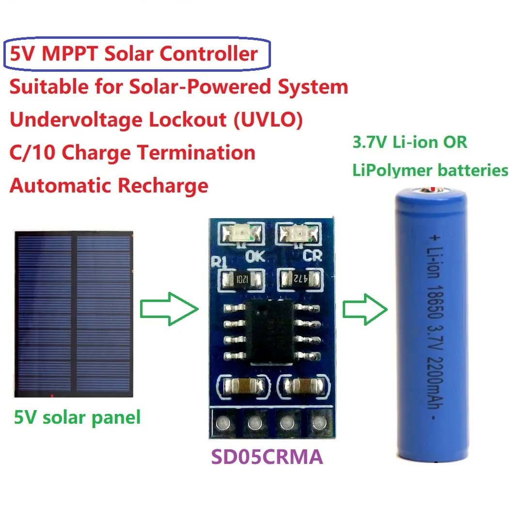Controller solare MPPT 3,7 V 4,2 V 18650 Batteria al litio che carica il modulo caricabatterie 1A