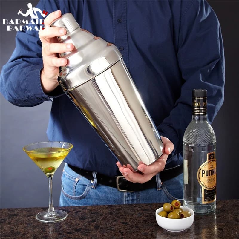 Shaker da cocktail Boston Bar grande in acciaio inossidabile da 1,8 litri: set da 3 pezzi