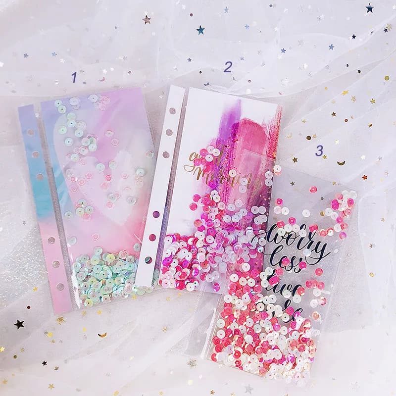 LOVEDOKI A6/A7 Glitter Confetti Shaker Card spirale diario decorazione Planner divisori diario Notebook indice separatore carte