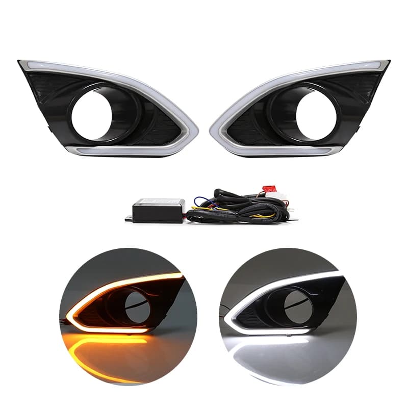 Per Chevrolet Spark Chevy 2013 2014 2015 DRL Luce diurna Luci di marcia diurna Fendinebbia Paraurti f Doppio segnale di svolta Giallo Bianco