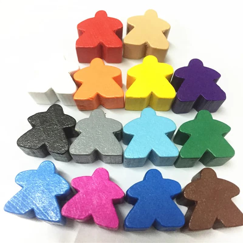 14PCS di Legno Umanoide Meeples Pedina Pezzi Degli Scacchi 14 Colori Formato Standard 16 millimetri Per Meeple Carcassonne Gioco Da Tavolo Accessori