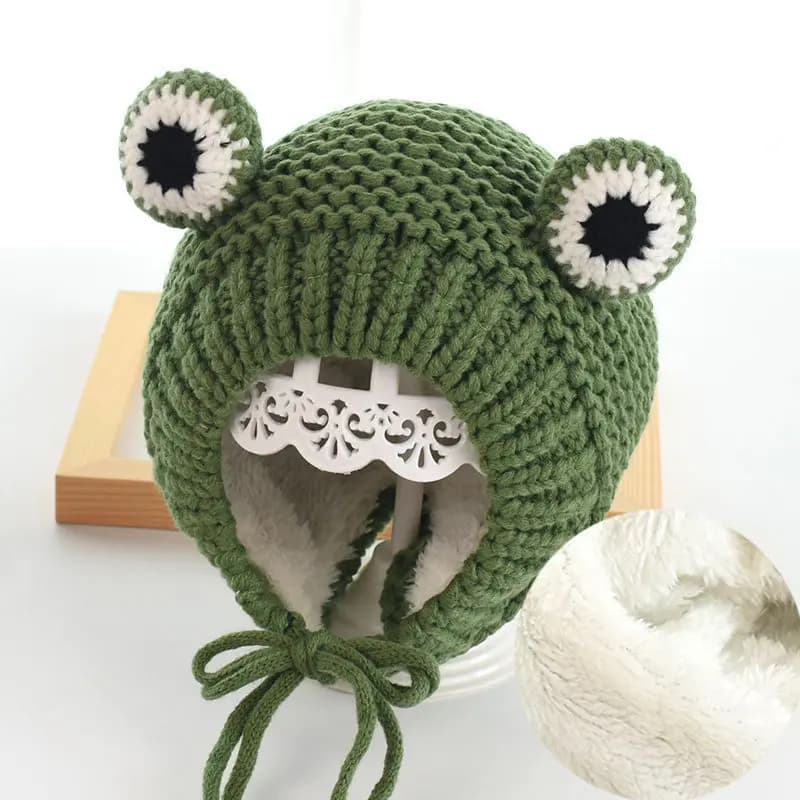 2019 tinta unita Cartoon frog cappello lavorato a maglia inverno cappello caldo Skullies cap beanie hat per bambino ragazzo e ragazza 75