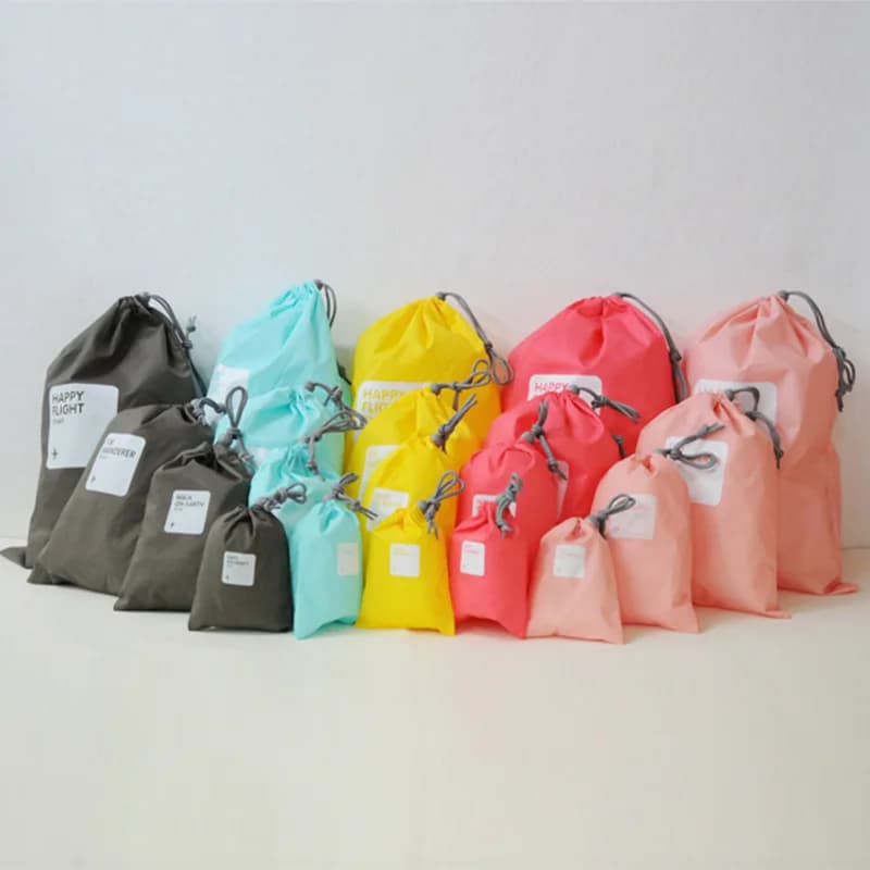 4 pezzi borse da viaggio impermeabili con coulisse Set tasca per scarpe biancheria intima organizzatore cosmetico borsa da toilette abbigliamento da viaggio imballaggio