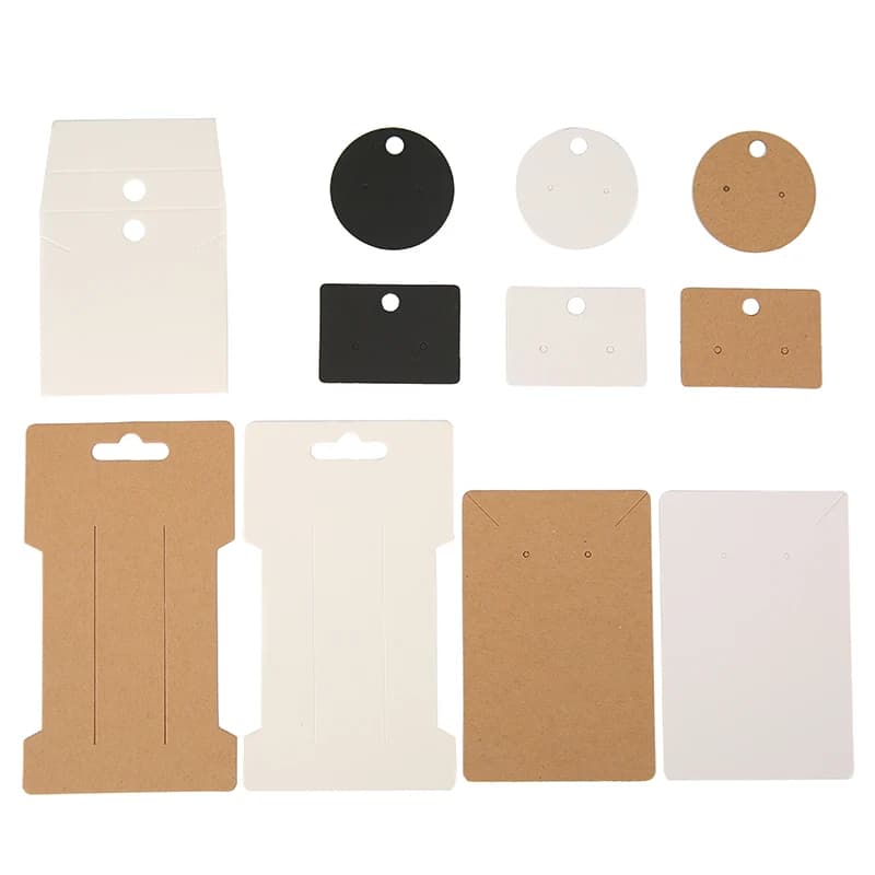 50 pz/lotto Porta Carte Per Orecchino di Carta Tornante Collana Display Carte di Cartone Hang Tag Per Gioielli Fai Da Te Imballaggio Che Fanno I Risultati