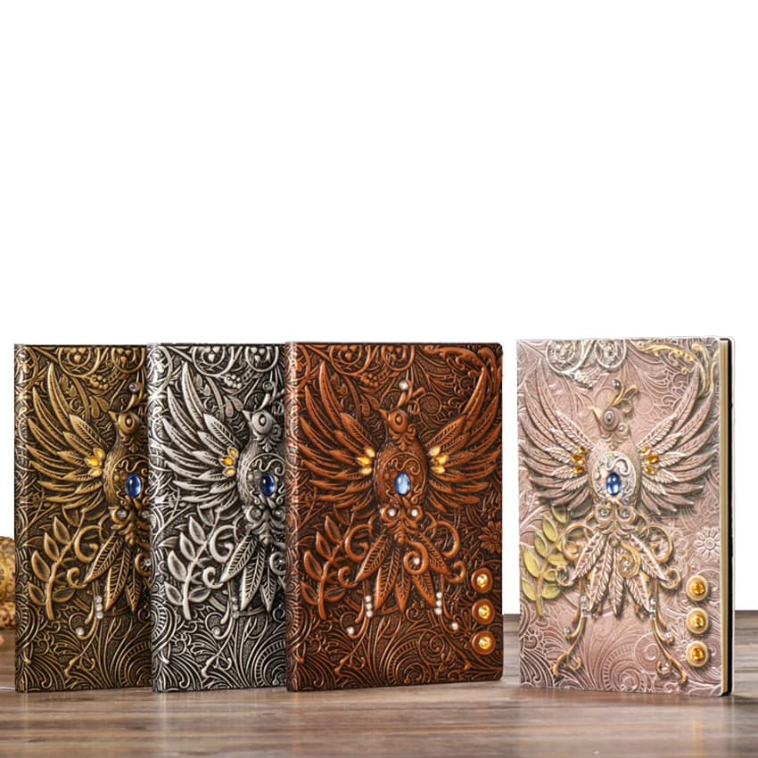 1Pc Creative Retro 3D A5 Notebook Journal Embossed Notepad Writing Notebook Leather Cover Diary Business Gift Office Supplies