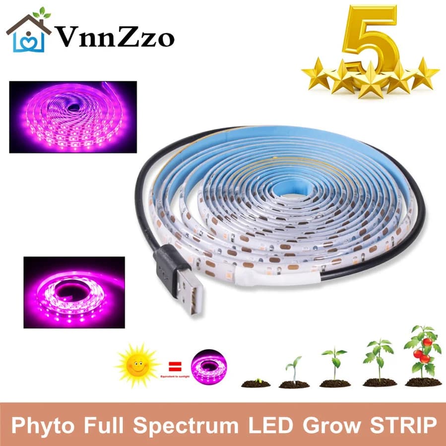 DC USB 5v Indoor Plant Grows Bright Strip 1M 2M 3M Lamp For Growing Flowers Seeds LED Full Spectrum Fito Lights USB Hydroponics
