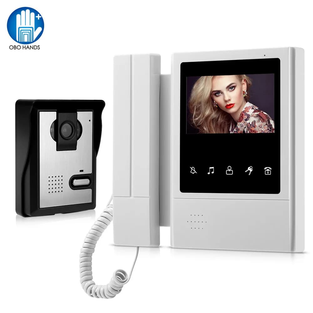 Videocitofono a colori TFT da 4,3 pollici con sistema interfono cablato, monitor con schermo e 25 suonerie per casa e appartamento