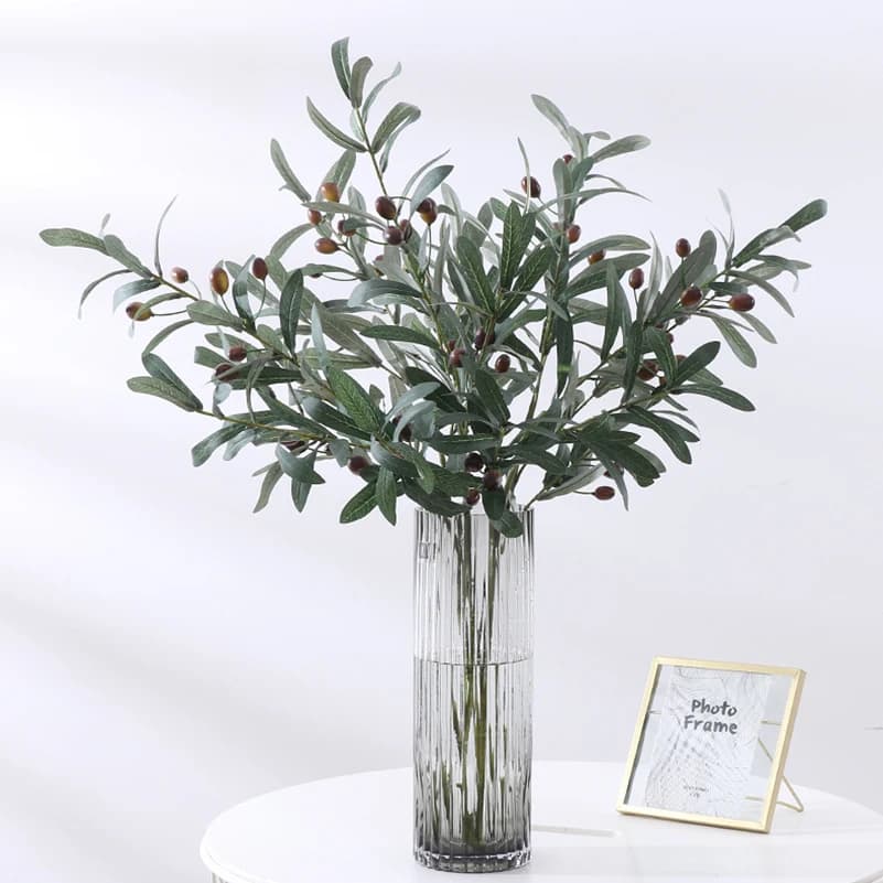 Artificial Plants Olive Green Leaves Tree branches New Year's Fruit Punches for Photo House Marriage Interior and Outdoor Decoration Gift Silk