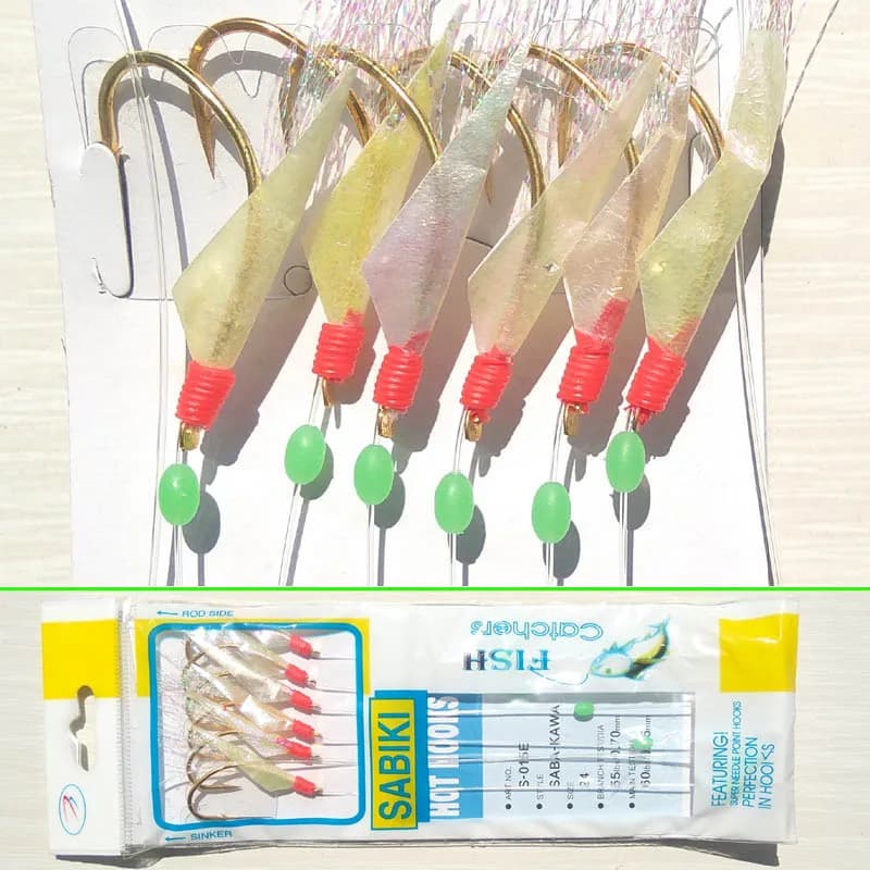 14 #16 #18 #20 #22 #24 # vera pelle di pesce spigola gialla croaker sgombro nastro pesce hairtailsea bass Sabiki Rig sea fishing rig
